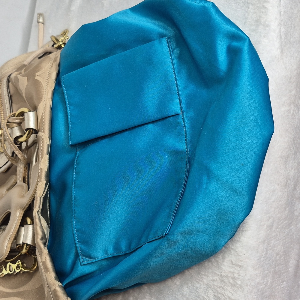 Coach Poppy Metallic Gold and Tan Tote Bag - Picture 14 of 17